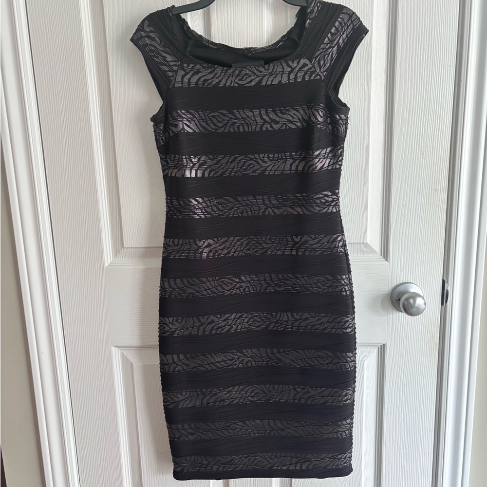 Black and Silver Bodycon Mini Dress